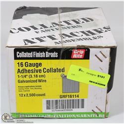 1 BOX OF GRIP RITE COLLATED FINISH BRADS 6 GAUGE