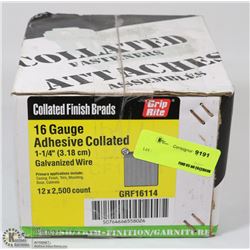 1 BOX OF GRIP RITE COLLATED FINISH BRADS 6 GAUGE