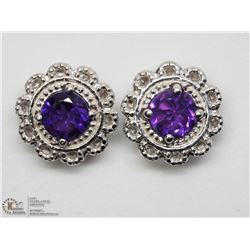 3) ST.SILVER 2N1 AMETHYST EARRINGS W/REMOVABLE