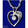 Image 1 : 5) ST. SILVER HEART SHAPED CZ PENDANT W/ CHAIN