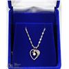 Image 2 : 5) ST. SILVER HEART SHAPED CZ PENDANT W/ CHAIN