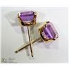 Image 2 : 7) 10KT GOLD AMETHYST EARRINGS