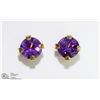 Image 1 : 11) 14KT GOLD AMETHYST SCREW BACK EARRINGS
