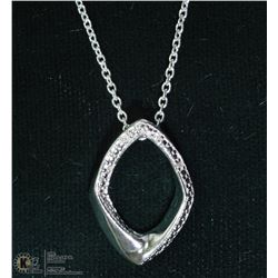 16) STERLING SILVER DIAMOND PENDANT WITH CHAIN