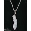 Image 1 : 17) CARVED JADITE PENDANT IN SWORD SHAPE W/CHAIN