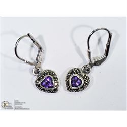 26) STERLING SILVER AMETHYST EARRINGS