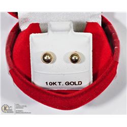 27) 10KT GOLD BALL & FRESHWATER PEARL EARRINGS