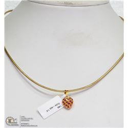 40) 18KT GOLD PUFF HEART SHAPED 2 SIDED PENDANT