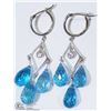 Image 1 : 44) 14 KT WHITE SAPPHIRE & BLUE TOPAZ EARRINGS