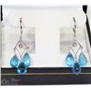 Image 2 : 44) 14 KT WHITE SAPPHIRE & BLUE TOPAZ EARRINGS
