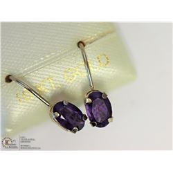 45) 10KT GOLD AMETHYST LEVER BACK EARRINGS
