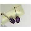 Image 1 : 45) 10KT GOLD AMETHYST LEVER BACK EARRINGS