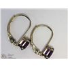 Image 2 : 45) 10KT GOLD AMETHYST LEVER BACK EARRINGS