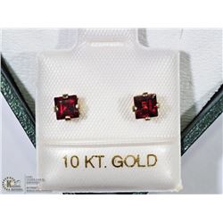 47) 10KT GOLD GENUINE GARNET EARRINGS