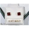 Image 1 : 47) 10KT GOLD GENUINE GARNET EARRINGS