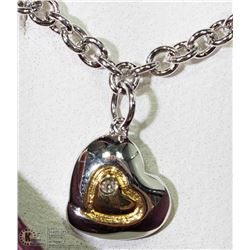 50) STERLING SILVER DIAMOND HEART SHAPED PENDANT