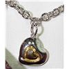 Image 1 : 50) STERLING SILVER DIAMOND HEART SHAPED PENDANT