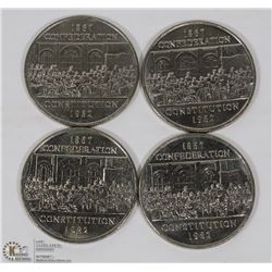 FOUR 1867-1982 CONFEDERATION ONE DOLLAR COINS