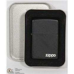 BLACK ZIPPO IN TIN CASE