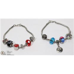LOT OF 2 PANDORA STYLE BRACELETS WITH BOOK AND