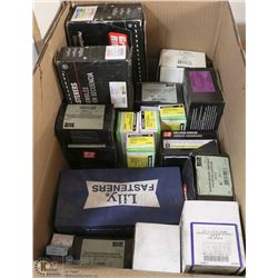 LARGE BOX OF ASSORTED SCREWS AND FIXTURES