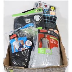 BOX OF MENS WORK SHIRTS AND UNDERWEAR