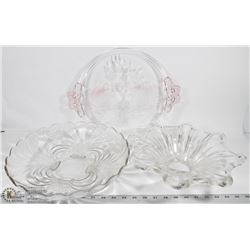 BOX 9) 2 GLASS PLATTERS AND 1 BOWL