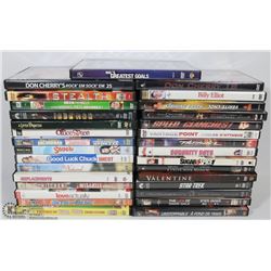 BOX OF 30 ASSORTED DVDS