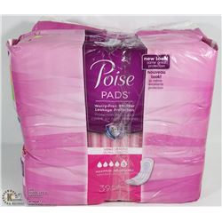 LOT OF 2 PACKS OF POISE LEVEL 5 PADS 39 PADS PER
