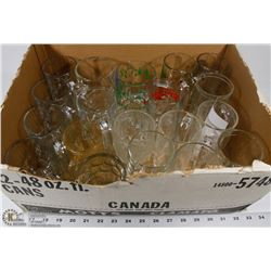 10) BOX OF GLASS BEER STEINS IN VARIOUS SIZES.,
