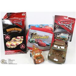 BOX WITH DISNEY CAR ITEMS.