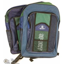 2 NAVY AND GREEN SPORTS BACK PACKS