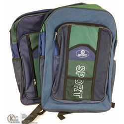 2 NAVY AND GREEN SPORTS BACK PACKS