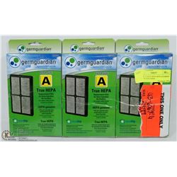 LOT OF 3 TRUE HEPA REPLACEMENT FILTERS FOR GERM