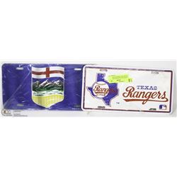 ALBERTA & TEXAS RANGERS COLLECTOR LICENSE PLATES.