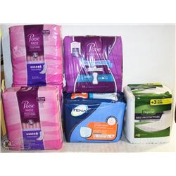 LARGE LOT OF WOMENS PRODUCTS AND 2 BED PROTECTORS