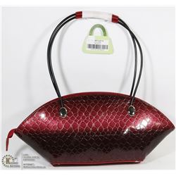 NEW RED SNAKESKIN STYLE PURSE WITH MATCHING