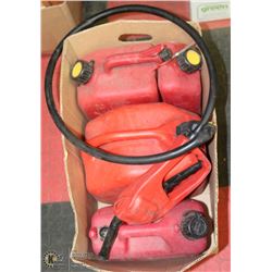 BOX W/3 JERRY CANS, 1 DOUBLE CAN &