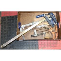 BOX W/SET OF 5 VARIOUS BAR CLAMPS -