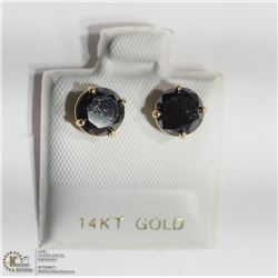 9) 14KT GOLD BLACK DIAMOND EARRINGS