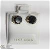 Image 1 : 9) 14KT GOLD BLACK DIAMOND EARRINGS