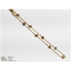 15) 10KT GOLD 8 CHAMPAGNE DIAMOND BRACELET