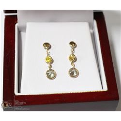 16) 14KT GOLD 3 CHAMPAGNE DIAMOND EARRINGS