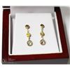 Image 1 : 16) 14KT GOLD 3 CHAMPAGNE DIAMOND EARRINGS