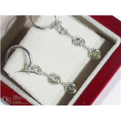 17) 14KT WHITE GOLD 3 DIAMOND HOOP EARRINGS