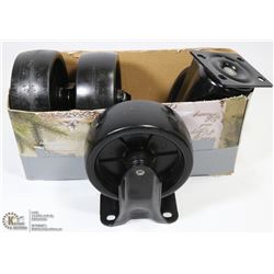 LOT OF 4 LARGE 5 INCH CASTORS.