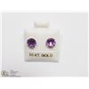 Image 1 : 24) 10KT GOLD GENUINE AMETHYST EARRINGS