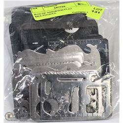 BAG OF ASSORTED FLAT MULTITOOLS.