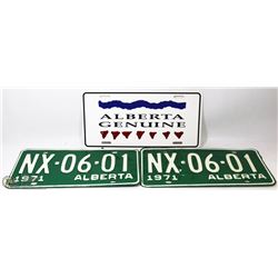 PAIR OF 1971 ALBERTA AUTO PLATES & ALBERTA