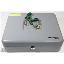 LARGE MASTER LOCK CASH BOX WITH KEY.